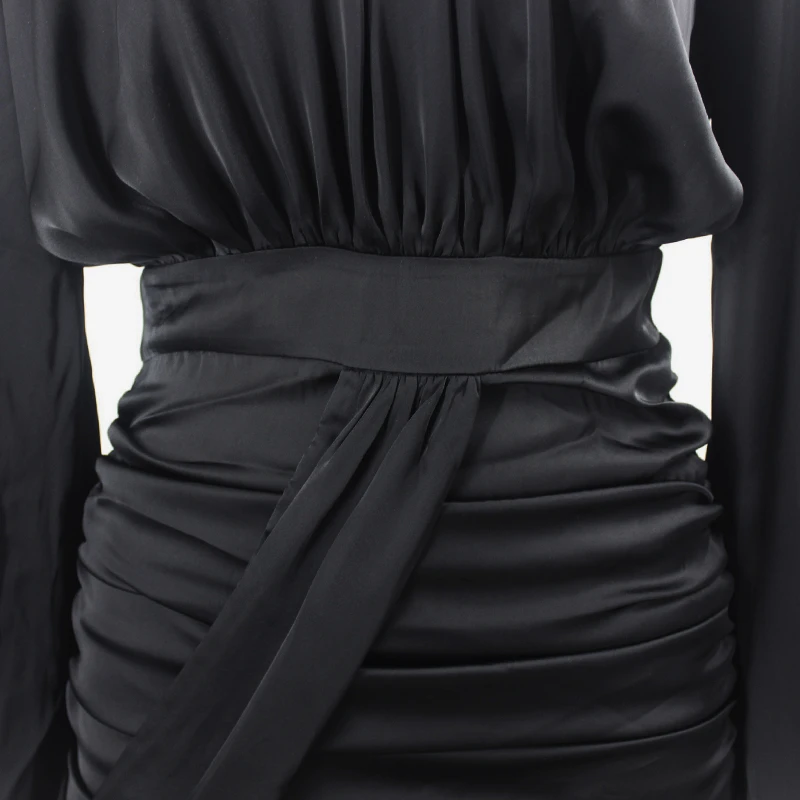 COSYGAL сексуальные платья для ночного клуба, женское облегающее черное платье с длинным рукавом, платье с воротником-хомутом для вечеринок, зимние платья Vestidos
