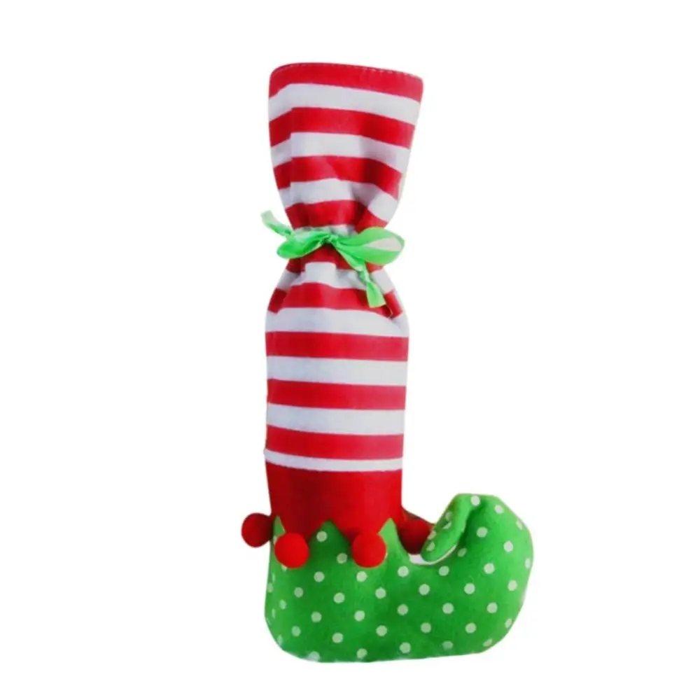 green Red Wine Bottle Cover Christmas Decoration Bags Home Party Santa Claus#3O16 - Color: green