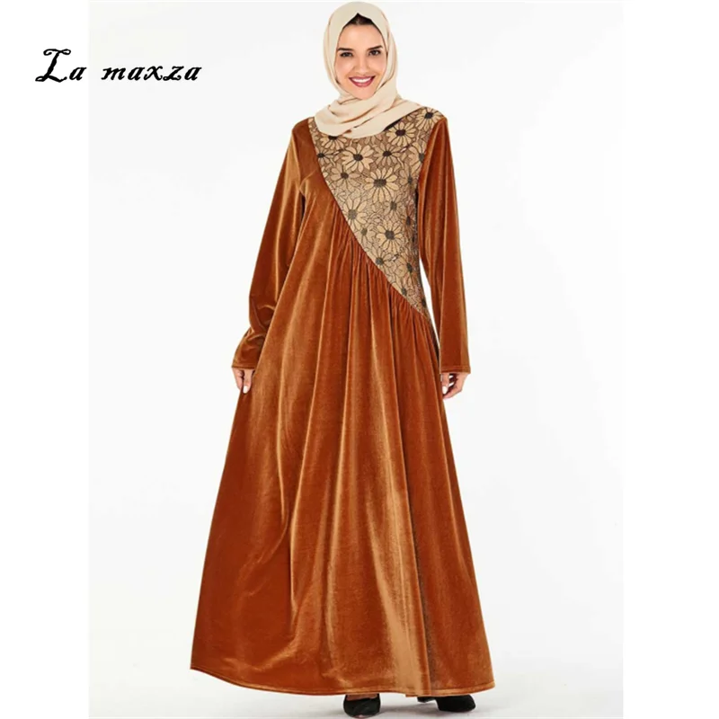 Hijab для мусульманских платьев длинное мусульманское платье вельветовые скромные