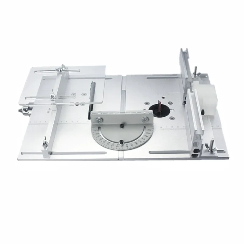 Router Table Insert Plate Workbench Circular Saw Flip Cover Plate W/ Miter Gauge Guide Aluminium Profile Fence Sliding Brackets
