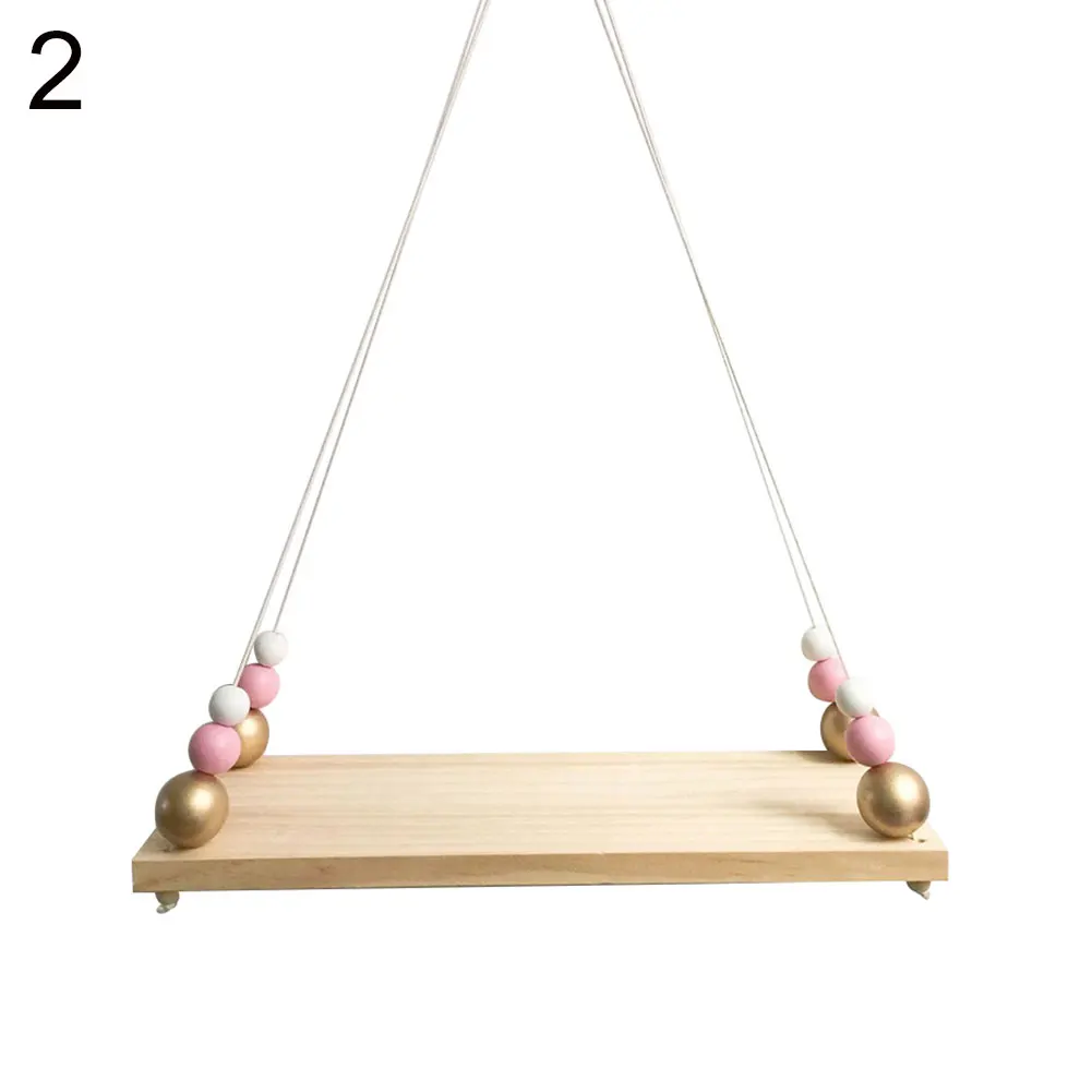 Wall Hanging Decoration Rack Wooden Board Beads Tassel Storage Shelf Holder Bedroom Wedding Backdrop Home Wall Hanging Decor - Color: 2