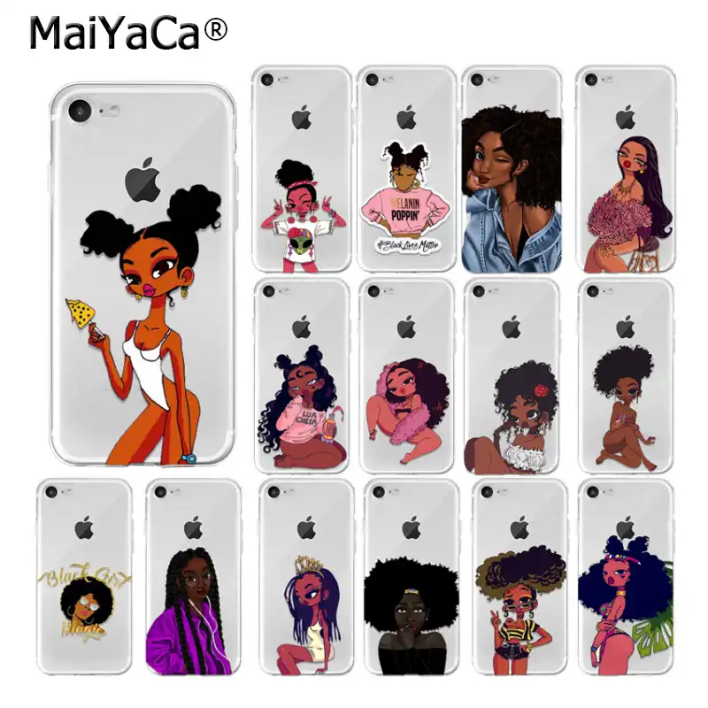 Maiyaca Afro Black Girl Magic Melanin Poppin Transparent Soft