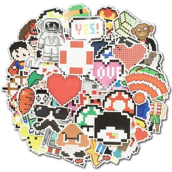 

50 Pcs Anime Pixel Style Stickers Nostalgic Game Cartoon Graffiti Sticker Pack for Laptop PS4 Luggage Phone Bicycle Fridge Decal