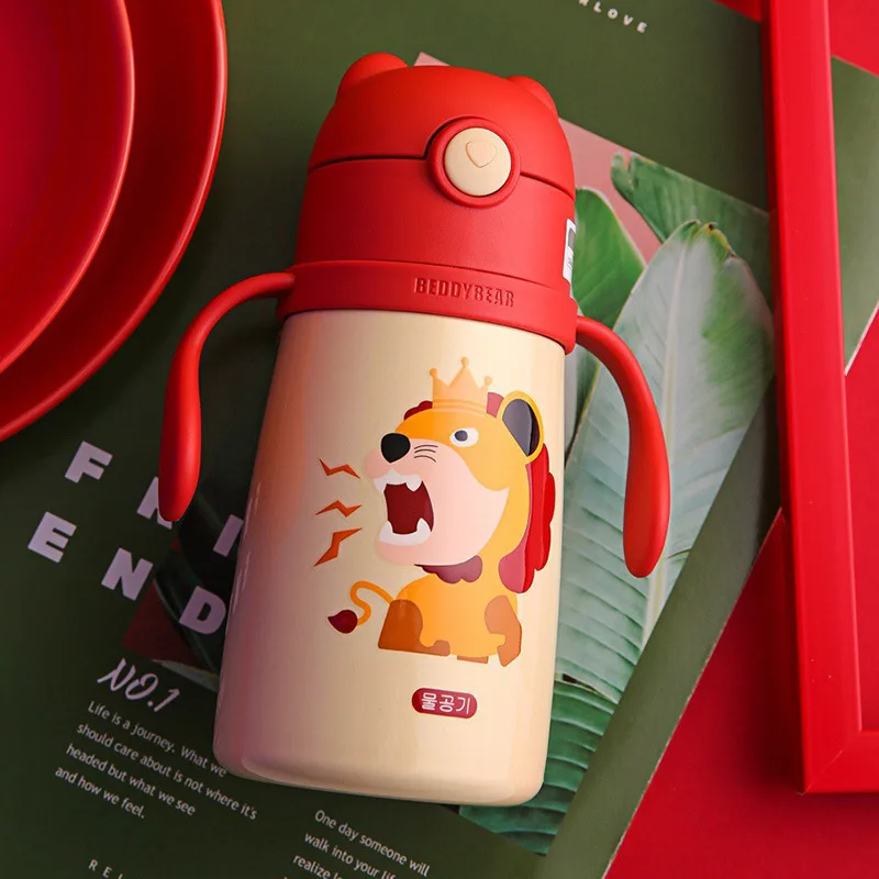 BEDDYBEAR Cartoon Children Insulated Program to Learn Drinking New Style Handle Straw Cup Children Cup