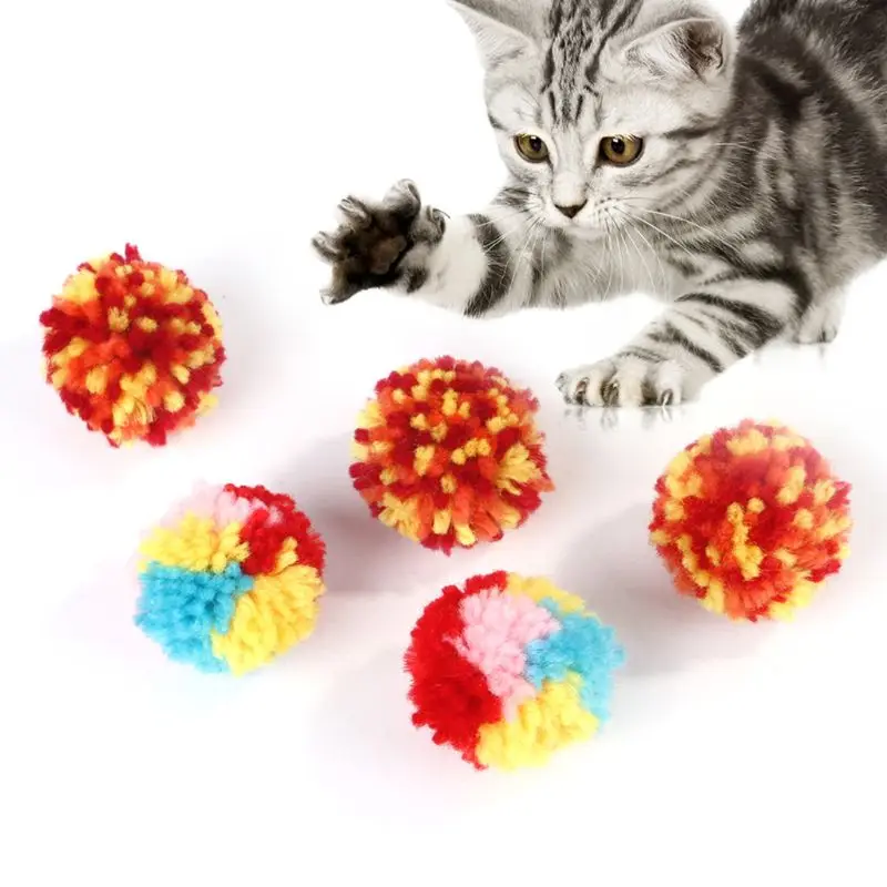 

10Pcs Colorful Cat Ball Toys Kitten Scratching Bite Teaser Interactive Plush Bouncy Ball Chew Paw Grinding Toy Gift Supplies