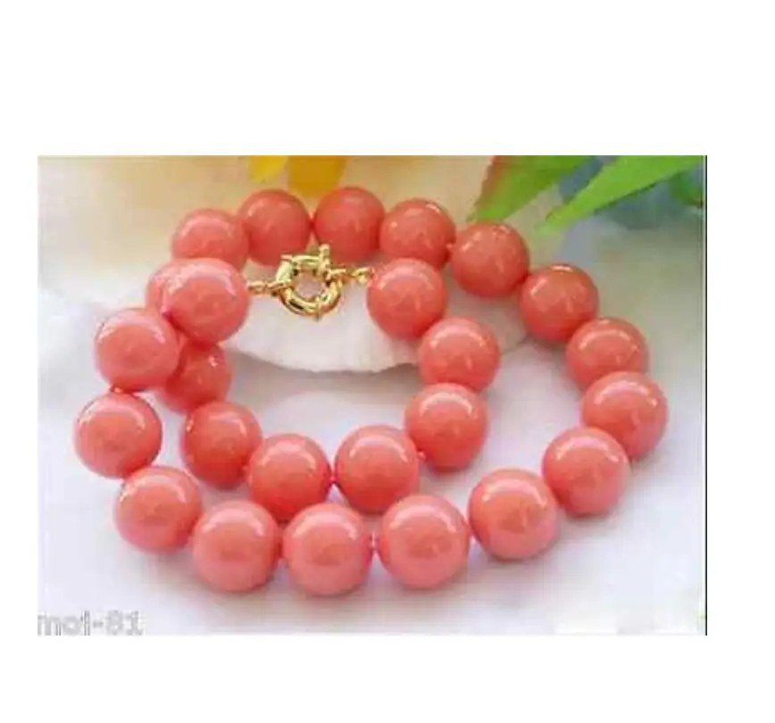 Genuine 10mm South Sea Coral Color Shell Pearl Round Beads Necklace 18'' AAA style Fine Noble real Natural | Украшения и