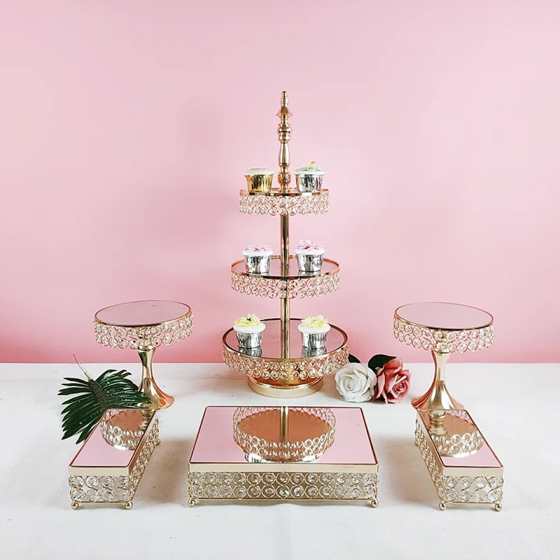 3 -15pcs cupcake 3 tier cake stand set gold color good qualtiy