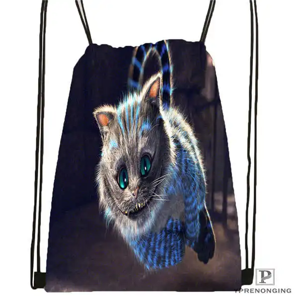Drawstring Backpack Индивидуальная походная сумка на шнурке с изображением лунного кота, милый рюкзак для детей(черная спинка), 31x40 см#180612-03-1 - Цвет: Drawstring Backpack