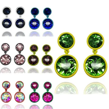 

7 Pairs Multicolor Custom Painting Big Crystal Earrings Enamel Glass Tile Bead Stud Earring for Women Fashion Jewelry