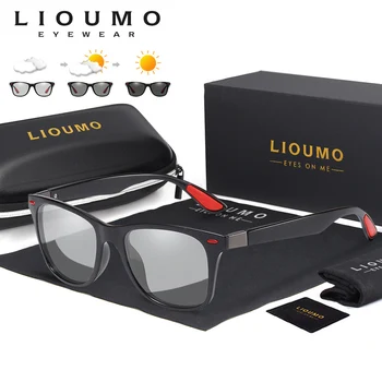 

LIOUMO Retro Square Sunglasses For Men Photochromic Sun Glasses With Polarized Lens Women Chameleon Safe Driving zonnebril heren