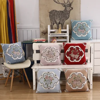 

Nordic Style Embroidered Flower Chenille Fabric Decorative Pillow Cushion Covers for Sofa Home Decor