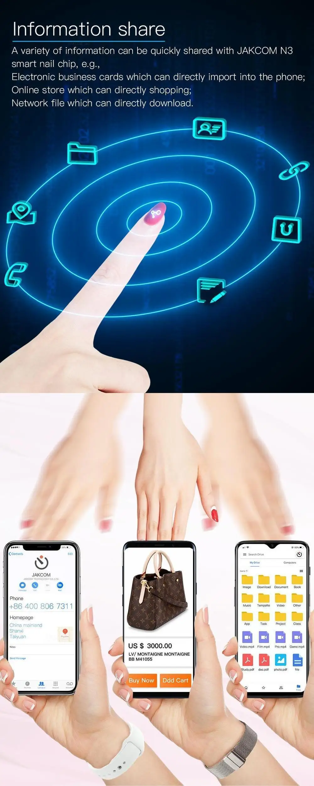 Jakcom N3 Smart Nail Flexible Chip Built in Skin-friendly Material Supports Virtual Call SOS Message Android IOS Available