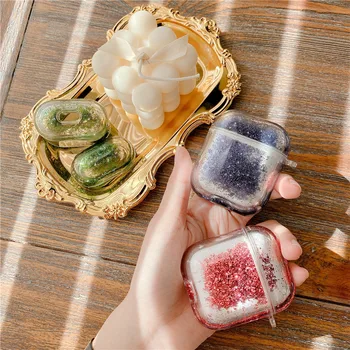 

for Airpods 2 1 Pro 3 Liquid Quicksand Glitter Hard Plastic Case Wireless Earphone Case Transparent Headphone Protector Cover