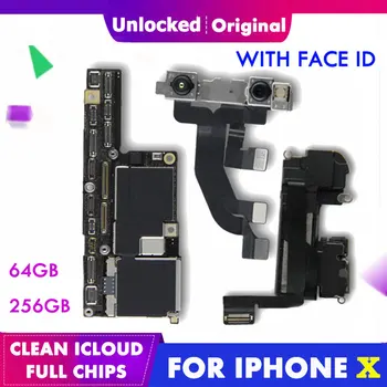 

Original Motherboard For iPhone X iCloud Unlocked With Face ID Full Chips iOS Logic Board 64g 256g Unlock DisAssembly Mainboard