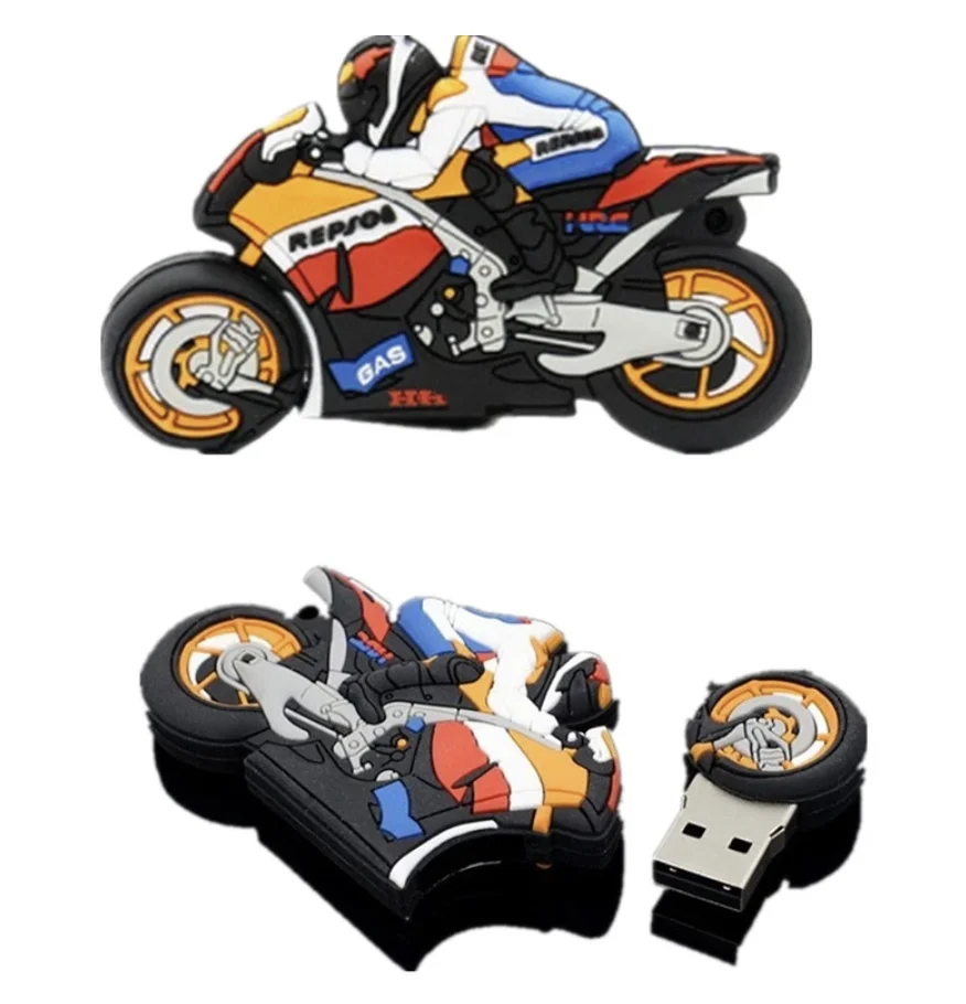 Cartoon Motorcycle Usb Flash Drive 64GB 32GB 4GB 128GB 256GB Real Capacity Memory Stick Motorbike Pen Lovely Gift Pendrive | Компьютеры и