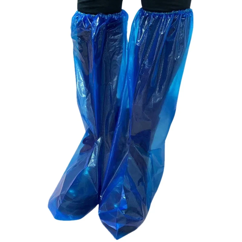 HOT SALE 10 Pairs Waterproof Thick Plastic Disposable Rain Shoe Covers High-Top Anti-Slip For Women Men