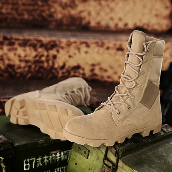

Autumn Men's Shoes Non-slip Men's Combat Boots Wear-resistant Military Tactical Training Boots Plus Size 45 Desert Boots People