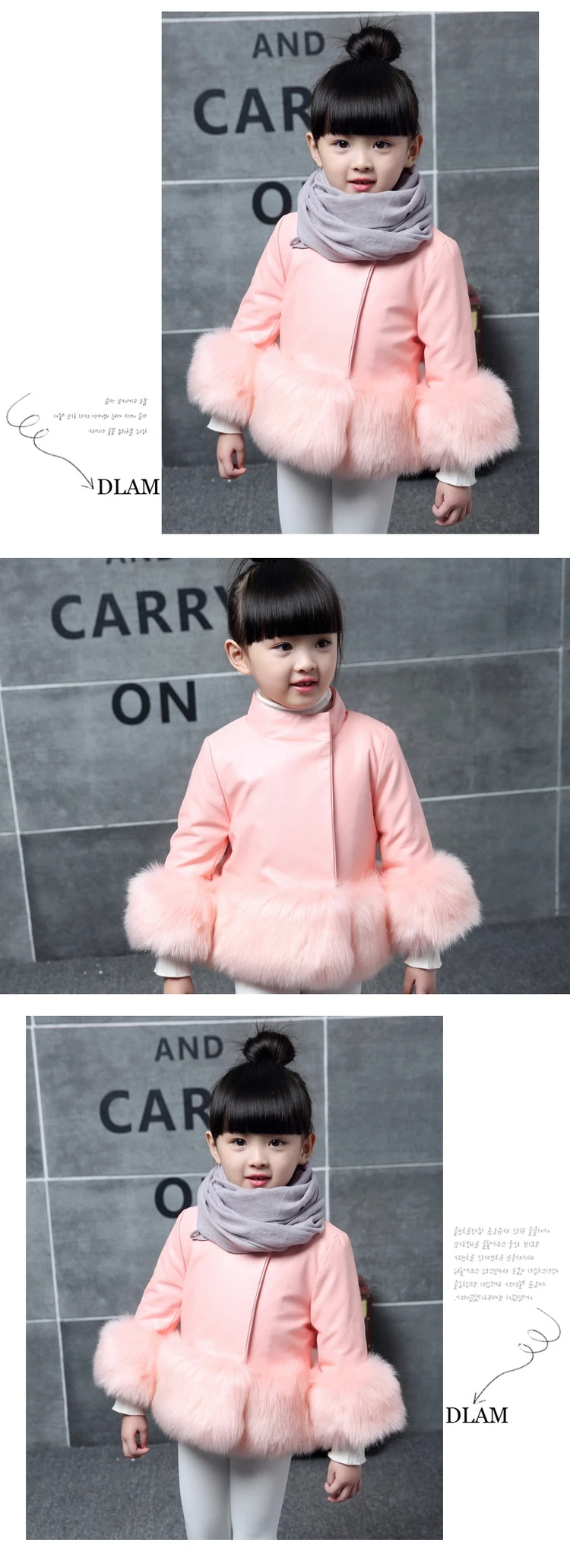 Зимняя детская шубка, куртка кожаная верхняя одежда для девочек, розовая, черная детская утепленная парка, кожаная куртка с мехом, одежда для маленьких девочек, TZ157