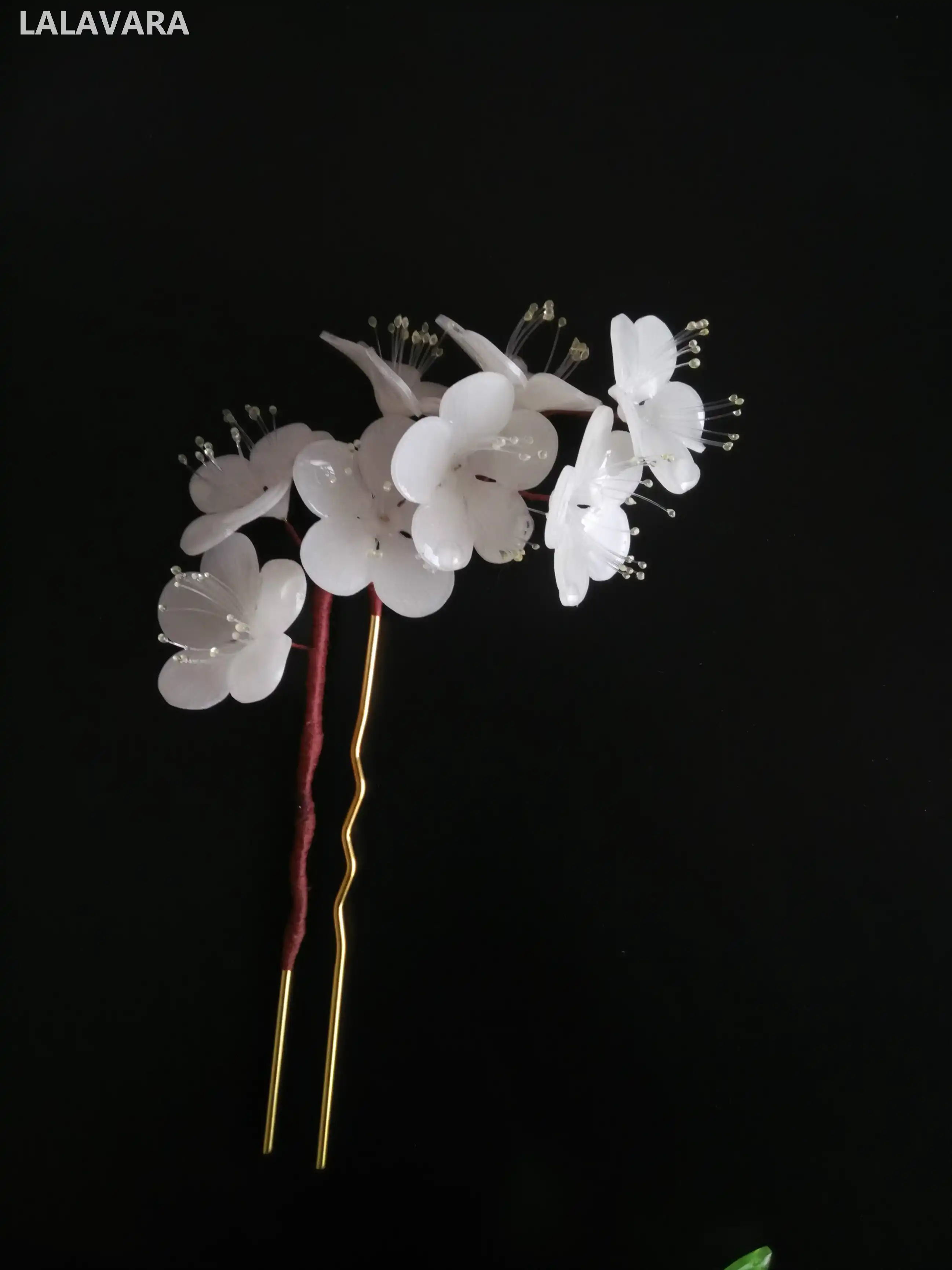 Lalavara Custom Resin Pear Blooms Stick Hair Pins Wedding Women
