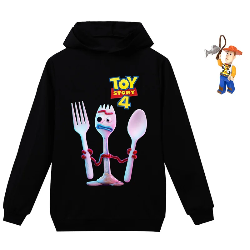 Толстовка с капюшоном с героями мультфильма «История игрушек 4», «Счастливый инопланетянин», «Вуди», детская одежда, пуловер для мальчиков и девочек, рождественские топы с длинными рукавами, футболки и игрушки - Цвет: ZH1174-black