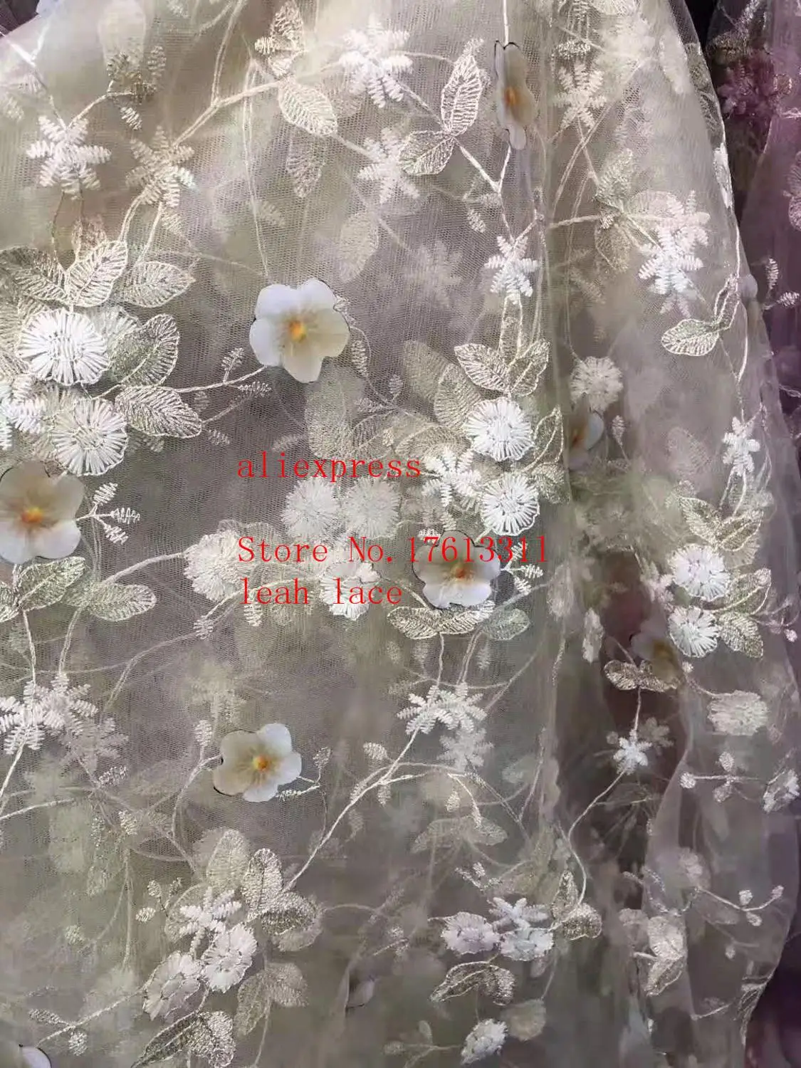 5 ярдов/сумка 8 цветов вышивка лазерный цветок Французский Простой стиль ткань для свадебного платья LF30