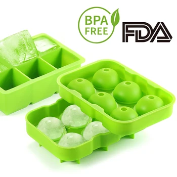 

1Pc Silicone Ice Tray Large Ice Ball Cube Mold 6 Hole Square Ice Cube Tray Sphere Whiskey Ice Ball Maker Kitchen Bar Accessories