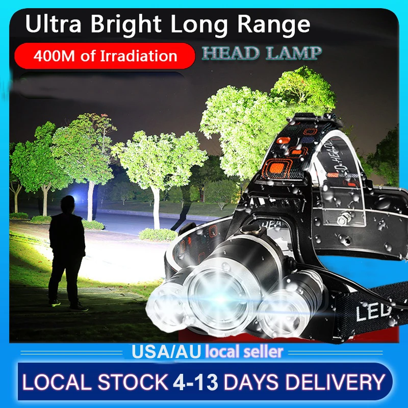 

ZK30 [Local Stock] Preferred Headlamp Multifunctional Rechargeable Led Outdoor Super Bright Waterproof 4 Modes Headlight