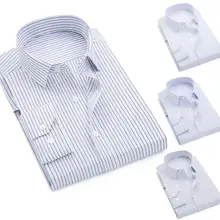 Мужская Однотонная рубашка с длинным рукавом в Вертикальную Полоску, с принтом размера плюс, на пуговицах, с вертикальными полосками, с принтом размера плюс, рубашка на пуговицах
