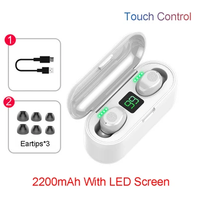 LED Touch White 8D с сенсорным экраном с сенсорным Управление 5,0 наушники-вкладыши TWS bluetooth наушники, беспроводные, наушники, свободные руки, наушники для Xiaomi auriculares bluetooth Inalámbrico - Цвет: LED Touch White
