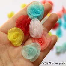 

60pc/lot DIY fashion organza flower rose Patches for clothing Embroidery patches for bags decorative parches applique