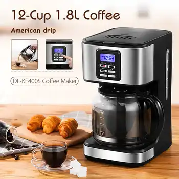 

220V 800W 1.8L Large Capacity American Coffee Machine Household/Office Automatic Coffee Machine 2h Heat Preservation/LED Display