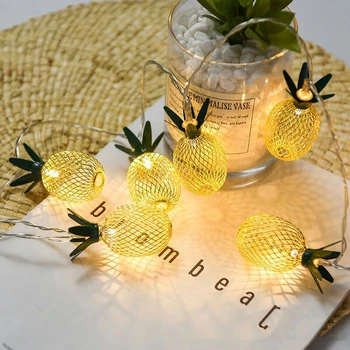 

Vintage Metal Pineapple Fruit String Lights 10 LED 20 LED String Fairy Light Battery Powered Lantern Xmas Wedding Lamp decoratio