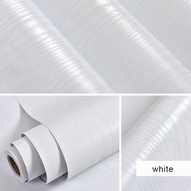Pearl White DIY Decorative Film PVC Self Adhesive Wall Paper Furniture Renovation Stickers Kitchen Cabinet Waterproof Wallpaper White wood