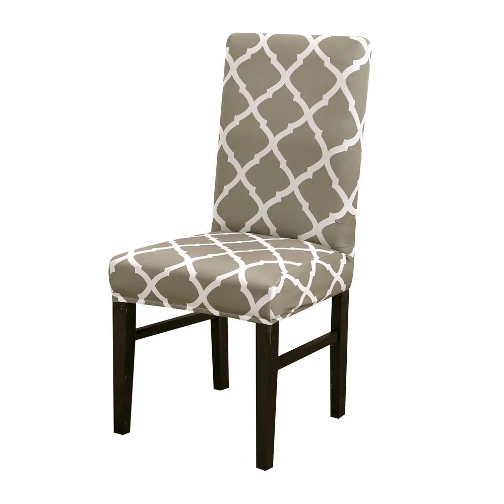 1/2/4 шт. съемный чехол для стула Чехол Эластичный геометрический чехол с принтом для обеденного стула Защитная крышка сиденье для свадьбы - Цвет: 1pc grey green