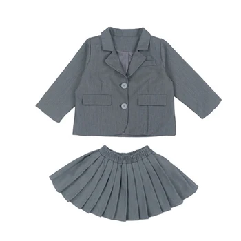 

2020 autumn winter children clothes green sets age for 1 - 8 years baby girls back to school outfits kids coats+skirts 2pc sets