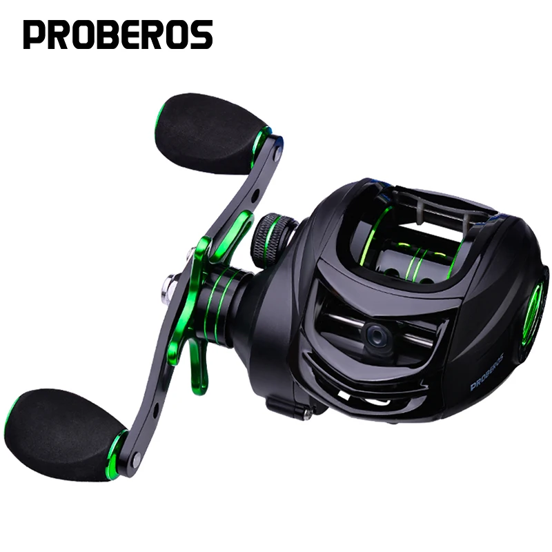 PROBEROS Baitcast Reel 7.2:1 Fishing Black+Green Colors 3+1 Ball Bearings Water Drop10KG Bait casting Hand Wheel | Спорт и