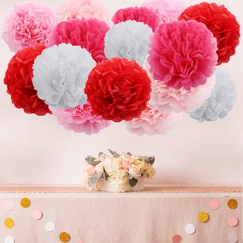 

30 Colors 50 pcs / lot 4'' 10cm Tissue Paper Pom Poms Flower Balls Party Wedding Home Birthday Tea Party Decorations