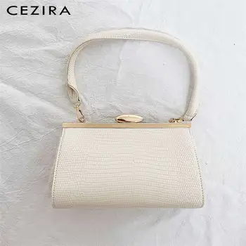 

CEZIRA Luxury Frame Hasp PU Leather Handbag For Women 2020 Design Fashion Crocodile Pattern Shoulder Bag Female Crossbody Purse