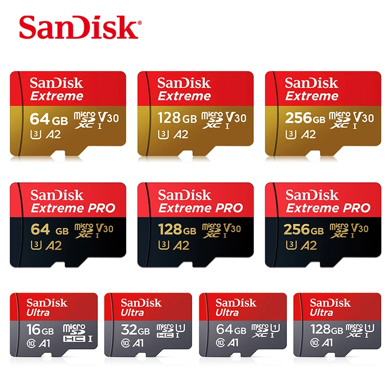 Карта памяти SanDisk 16 ГБ 32 64 128 Extreme Pro microSDXC UHS-I A1 A2 U3 Class 10 карта 4K UHD Drone | Компьютеры и