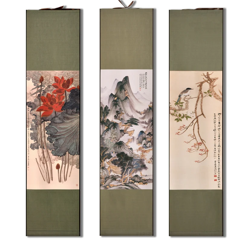 

135cm Panda Birds Flower Landscape Blessing Oil Painting Canvas Painting For Living Room Wall Art Home Decor Landscape Print