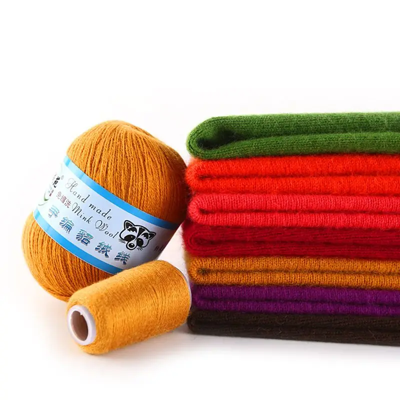 50g Soft Mink Wool Yarn Hand-knitted Luxury Cashmere Crochet Knitted Crochet Knitting Scarf M0XD