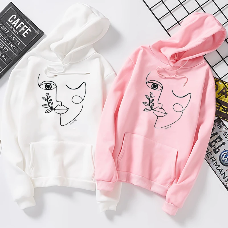 Sudadera con capucha para Mujer, suéter con estampado de mejores Tops informales Ulzzang Harajuku, moda otoño e invierno, color blanco - Ropa mujer