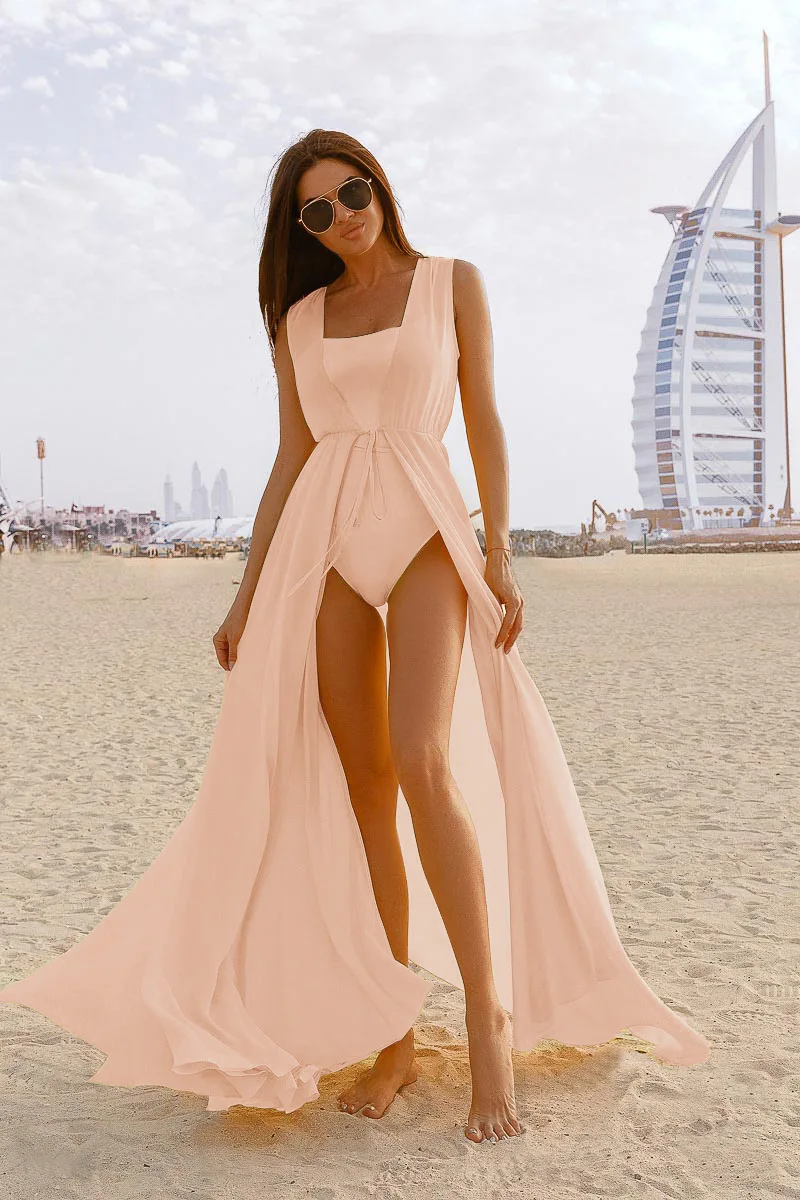 Swim Cover Up For Women Dresses Summer Beach Plus Size One-Piece Dress Has Unveiled New Cardigan Bikini Solid Acetate