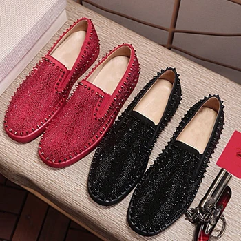 

Designer Red Bottoms Low Top Cut Studded Spikes Flats Shoes For Men Womens Leather Suede leather Loafers Mens Causual Shoes 46