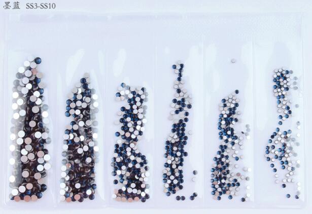 Colors Nail Rhinestones 1 Pack 1 Bag about 1440 PCS Mixed Size Round Flat-back AB Crystal/Rhinestone