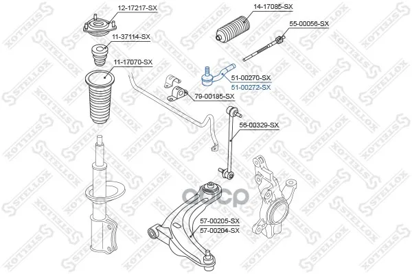 51-00272-Sx_наконечник Рулевой Правый! Mazda 2 1.3-1.5 07 Stellox арт. 5100272SX | Автомобили и