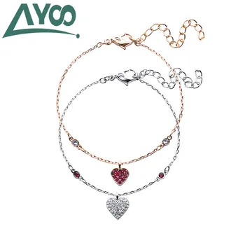 

AYoo high quality SWA crystal and Valentine's Day new bracelet fashion double love bracelet red love ladies bracelet best gift