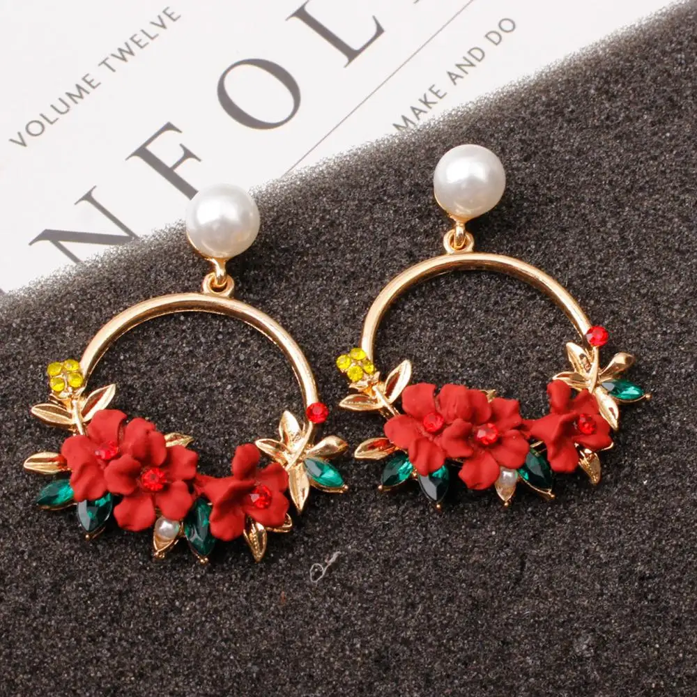 Brass earrings Lotus 2 India