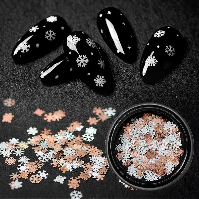 

RBAN NAIL 1 Box Hollow Out Gold Nail Glitter Sequins Mixed Design Snow Flakes Decorations for Nail Arts Pillette Nail Accessorie