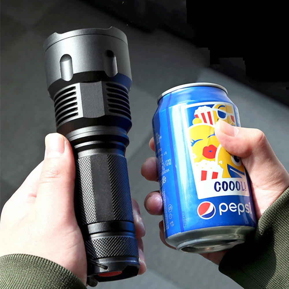 Ультра яркий светодиодный светильник-вспышка с XHP50, мощный тактический фонарь, 3 режима, водонепроницаемый, масштабируемый, походный светильник с батареей 26650